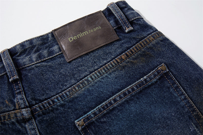 Distressed Patch Wide-Leg Jeans – Grunge Punk Washed Denim