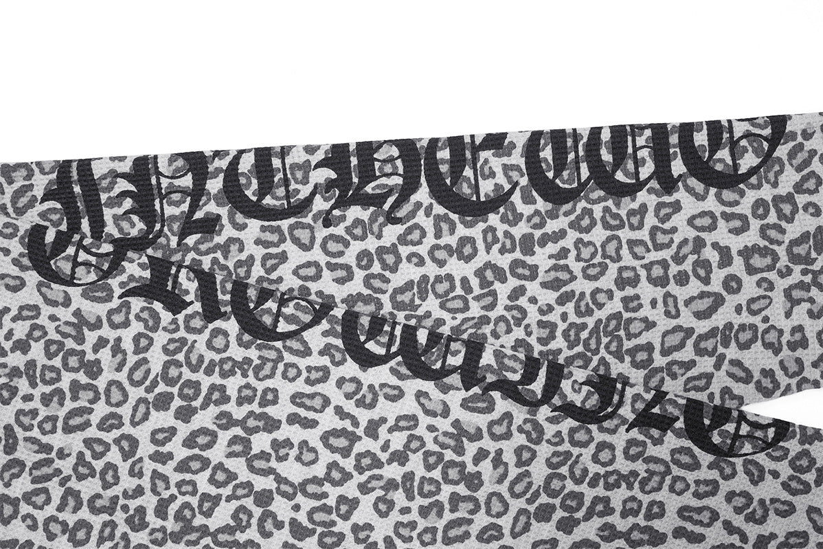 Langarm-Waffelshirt – Raglan-Rundhals mit Leopardenprint und Vintage-Grafik