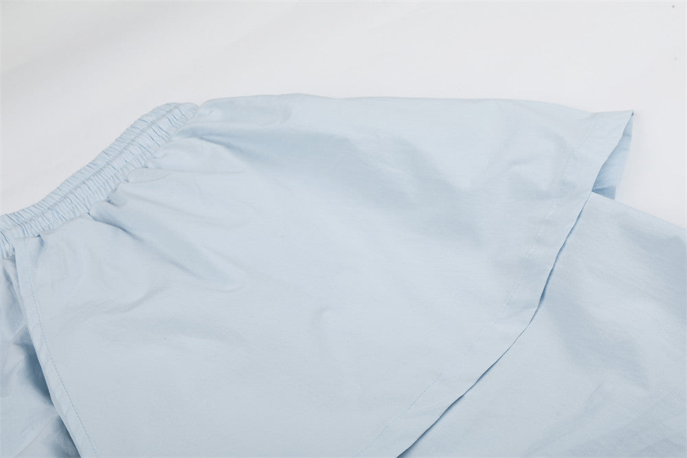 Wide-Leg Parachute Pants with Ruched Side Drawstring & Layered Flap Detail