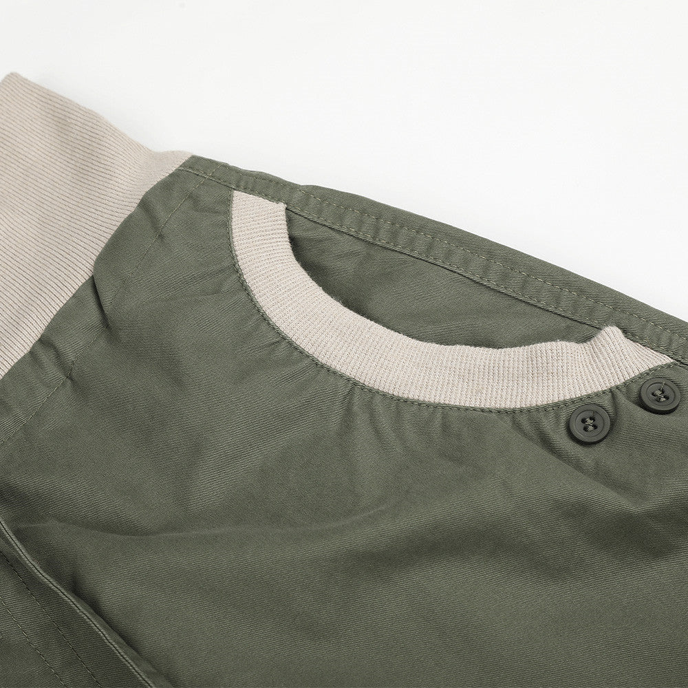 Pantalon palazzo à jambes larges – Taille haute, braguette à boutons, ceinture côtelée et ourlet brut