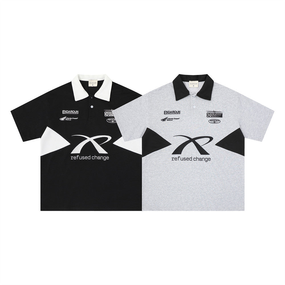 Racing Motorsport Graphic Polo Shirt – Colorblock Short Sleeve