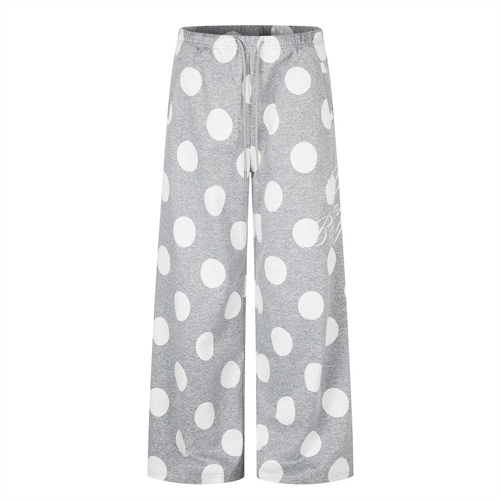 Polka Dot Wide-Leg Sweatpants – Oversized Streetwear Jogger Pants