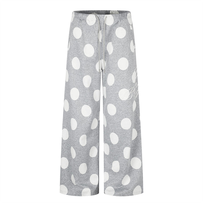 Polka Dot Wide-Leg Sweatpants – Oversized Streetwear Jogger Pants