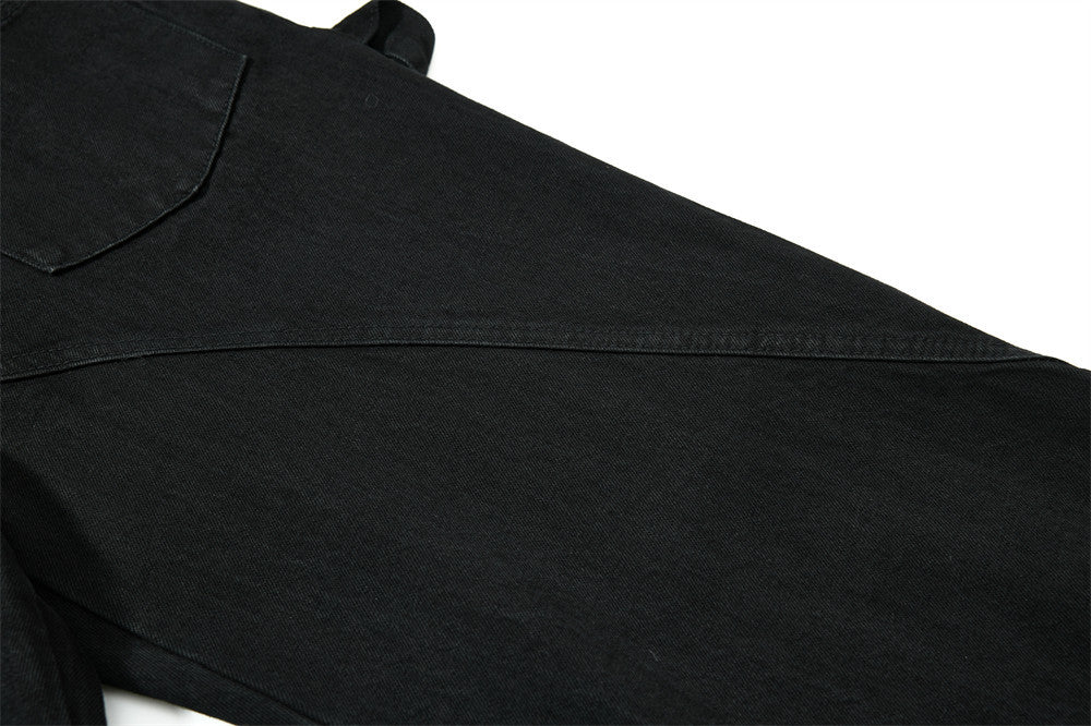 Wide-Leg-Carpenter-Jeans – Herrenjeans aus gewaschenem Denim mit asymmetrischer Knopfleiste und Utility-Details