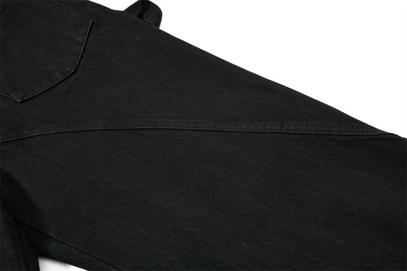 Wide-Leg-Carpenter-Jeans – Herrenjeans aus gewaschenem Denim mit asymmetrischer Knopfleiste und Utility-Details