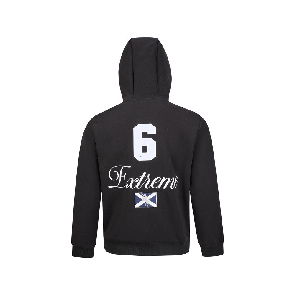 Men's Black Zip-Up Hoodie – Colorblock Graphic Streetwear Sweatshirt