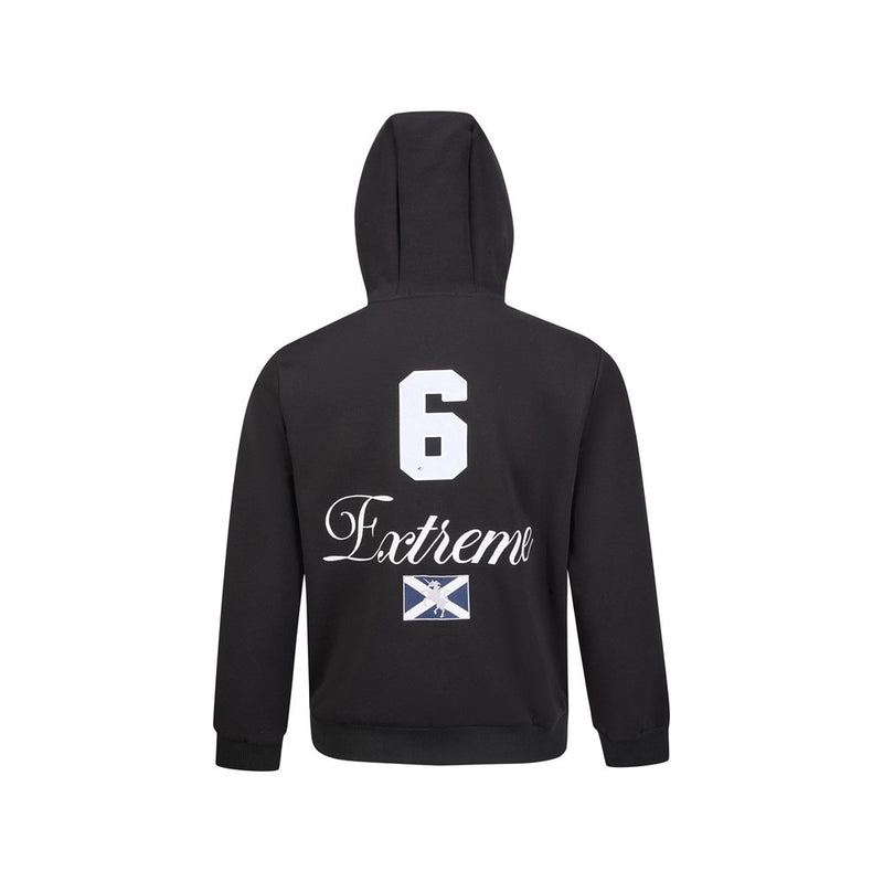 Men's Black Zip-Up Hoodie – Colorblock Graphic Streetwear Sweatshirt
