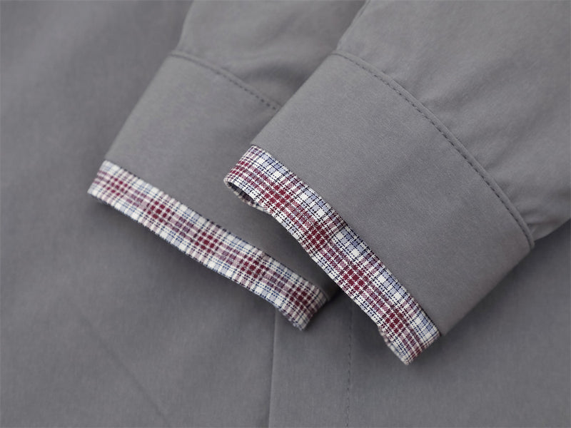 Men's Faux Two-Piece Plaid Collar Long Sleeve Shirt – Double-Layer Spliced