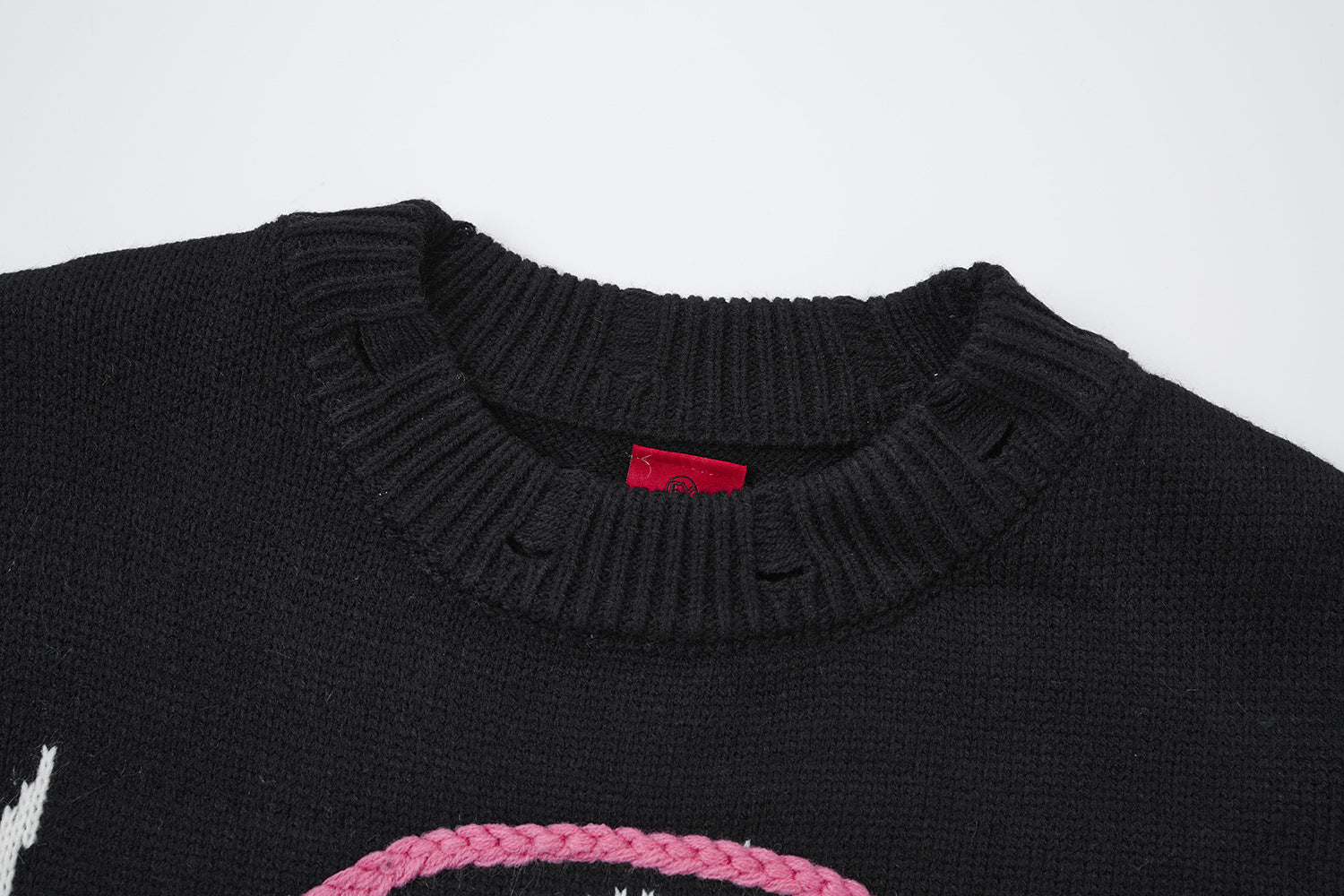 Pull en maille tête de mort & fémurs – Col rond streetwear punk