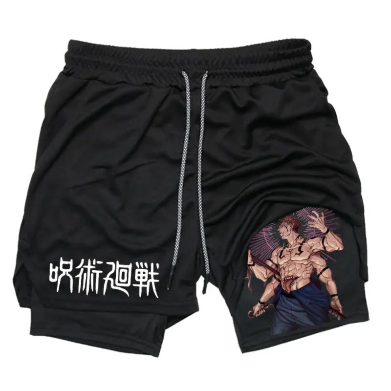 Sukuna Jujutsu Kaisen Gym Shorts – Anime Workout Shorts for Men & Women | Cursed King Fitness Apparel