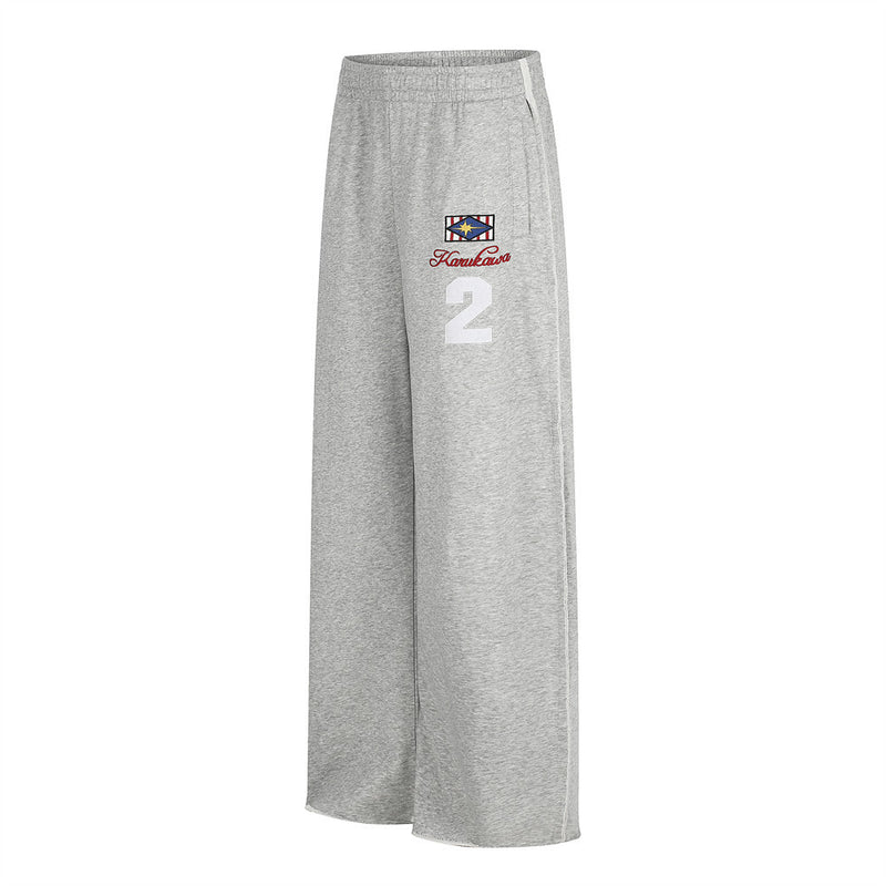 Wide-Leg Sweatpants with Embroidered Number Graphic