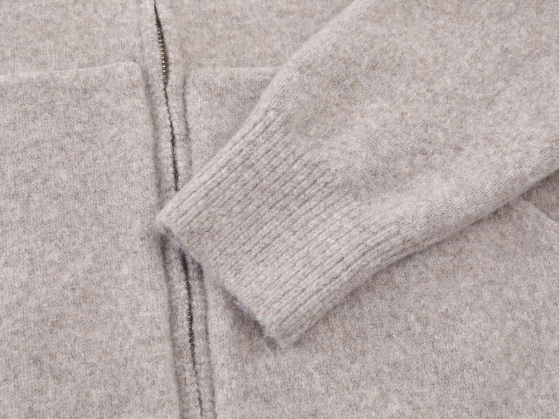Knit Zip-Up Hoodie with Eagle Graphic Back — Relaxed Fit Streetwear Cardigan