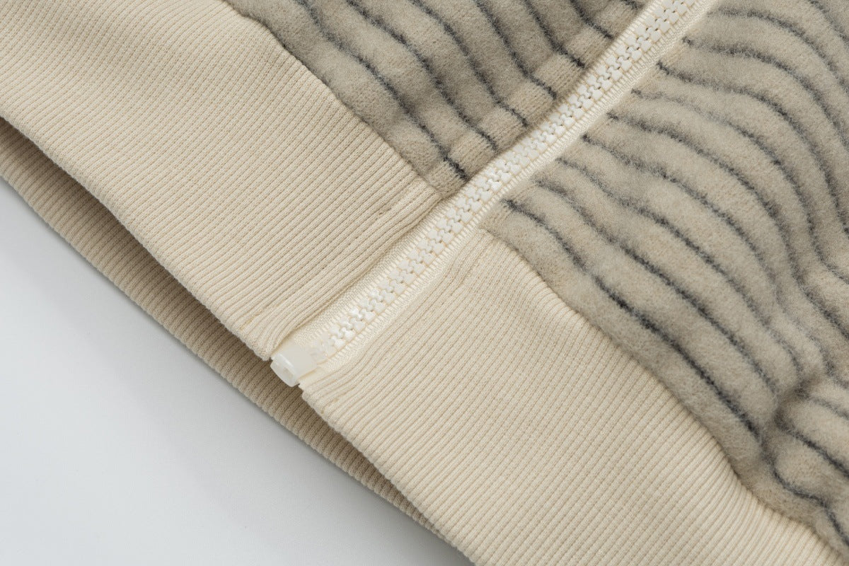 Sudadera con capucha y cremallera de rayas con orejas de conejo — Cárdigan reversible de doble cara