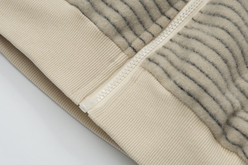 Sudadera con capucha y cremallera de rayas con orejas de conejo — Cárdigan reversible de doble cara