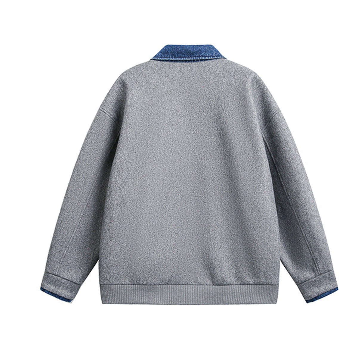 Veste boxy à boutons-pression avec col en denim – Style rétro old money