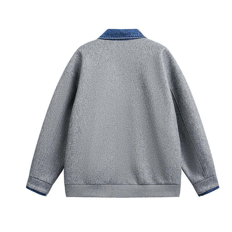 Veste boxy à boutons-pression avec col en denim – Style rétro old money