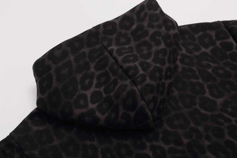 Sweat à capuche zippé léopard avec écusson lion et motif drapeau américain