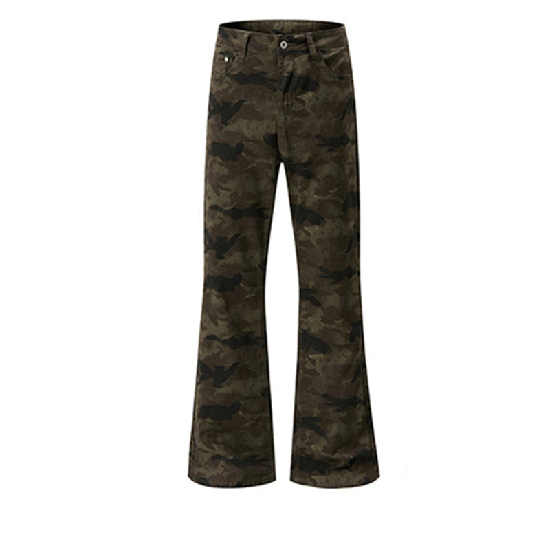 Men's Camouflage Flare Pants – Relaxed Fit Bell Bottom Trousers
