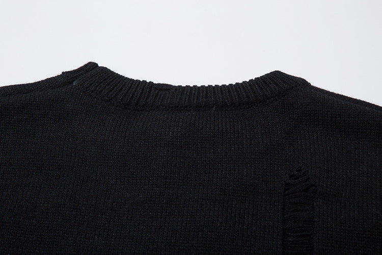 Pull en maille effet usé Agent Orange – Col rond oversize