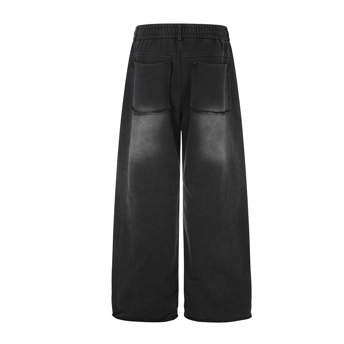 Pantalon de survêtement wide leg – Jogger droit noir délavé à œillets métalliques