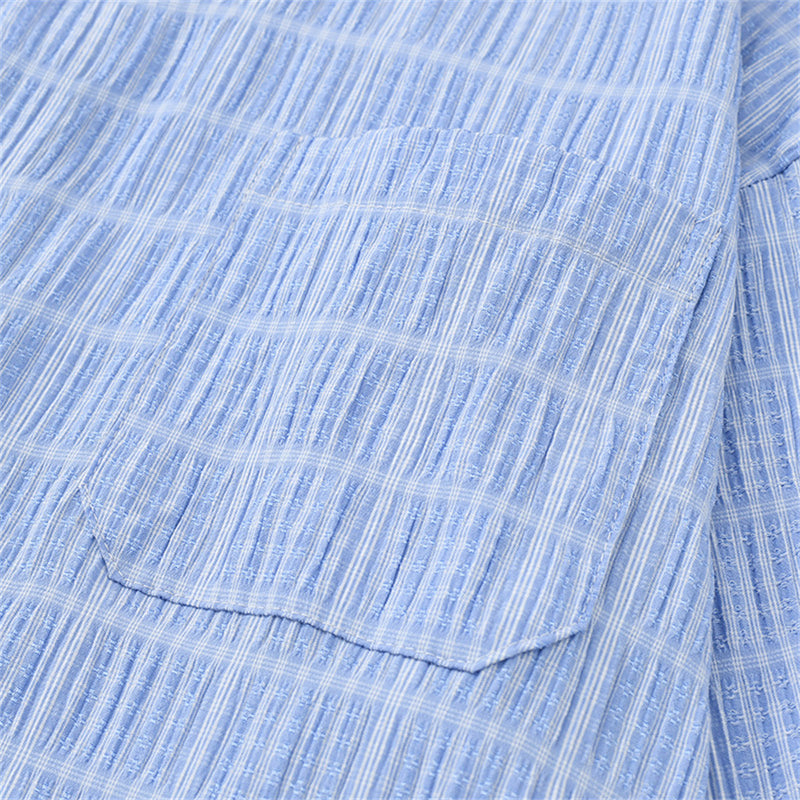 Men's Plaid Textured Long-Sleeve Oversized Button-Up Shirt