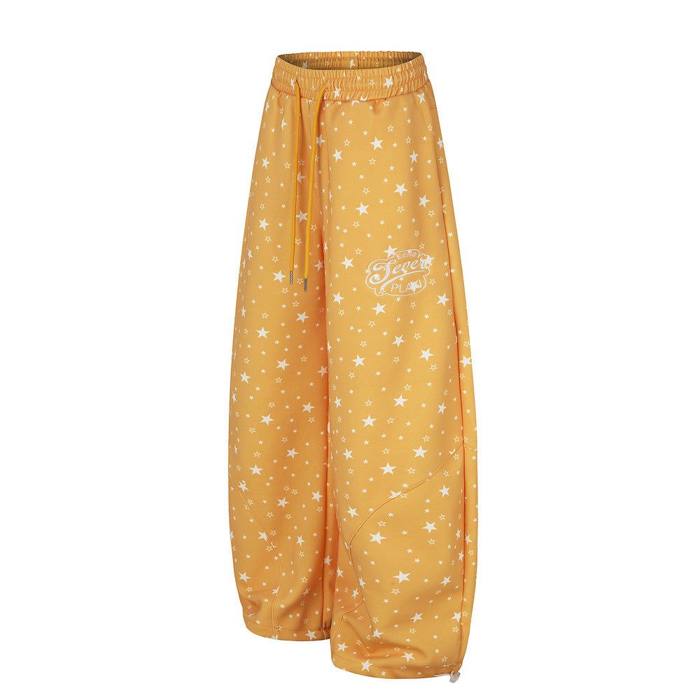 Star Print Wide-Leg Sweatpants – Oversized Streetwear Jogger Pants