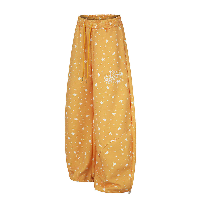 Star Print Wide-Leg Sweatpants – Oversized Streetwear Jogger Pants