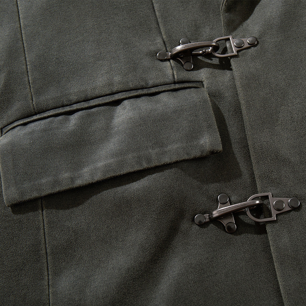 Veste blazer homme casual chic – Fermeture à boucle métallique gris-vert