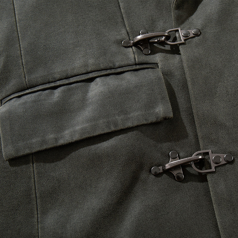 Veste blazer homme casual chic – Fermeture à boucle métallique gris-vert