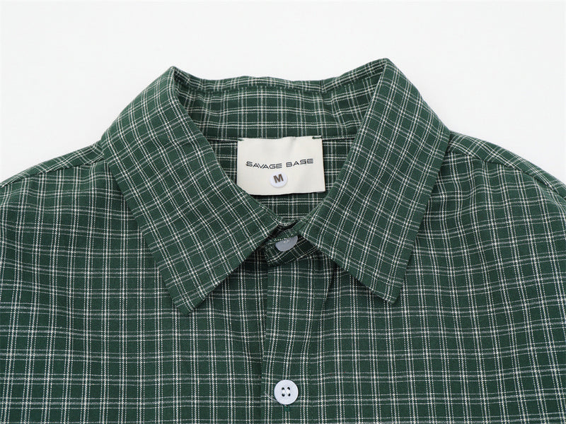 Men's Oversized Plaid Graphic Button-Up Shirt – Vintage Distressed Print Long