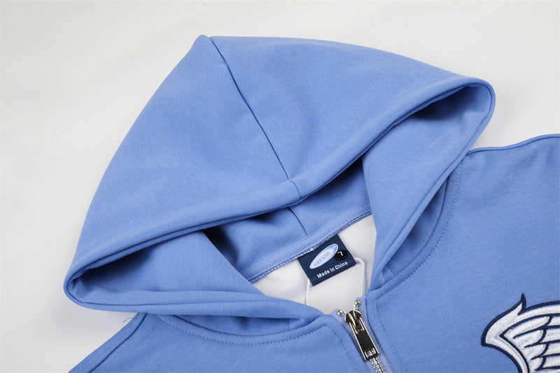 Embroidered Zip-Up Hoodie – Oversized Streetwear Varsity Style
