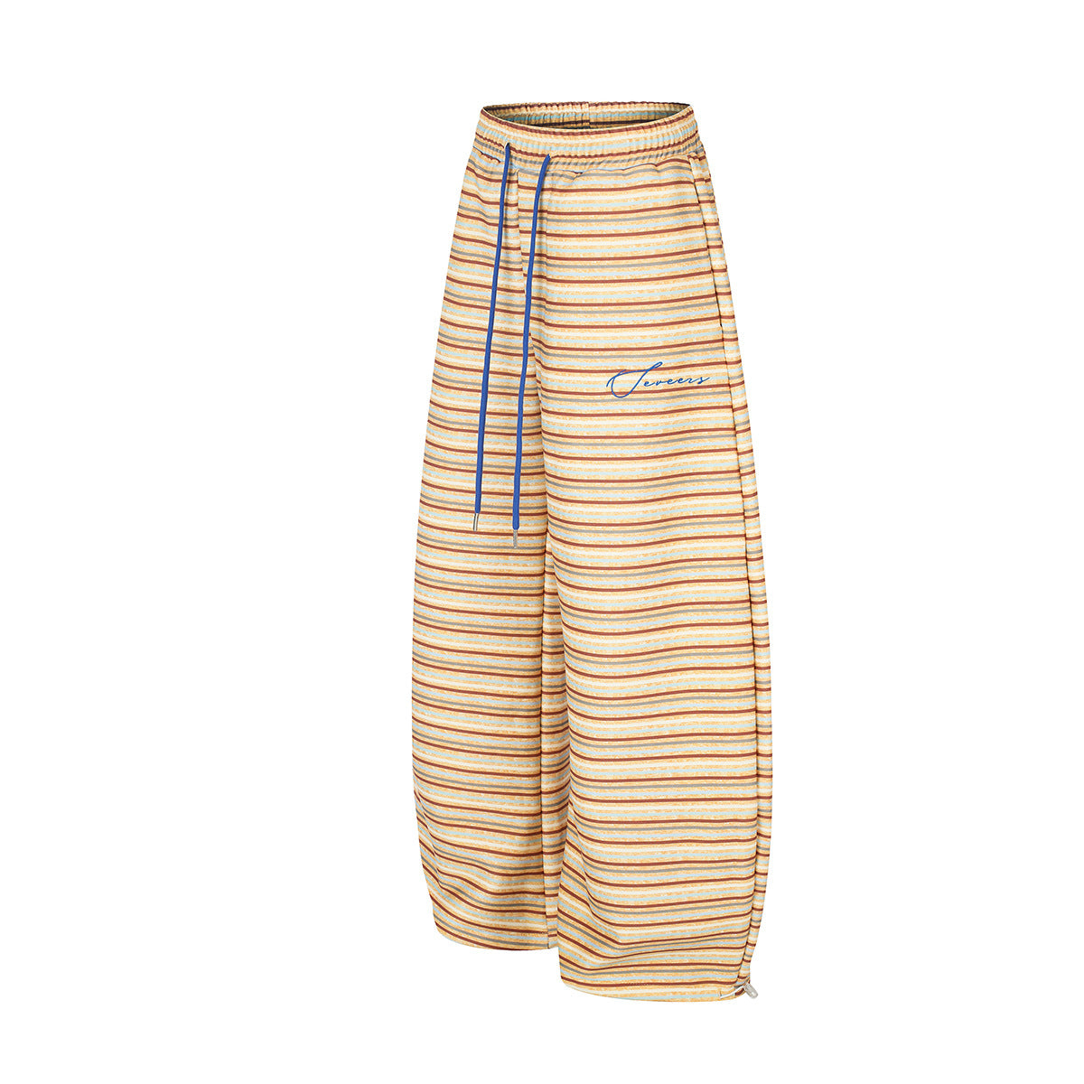 Pantalon de survêtement rayé à jambes larges – Coupe droite ample avec cordon