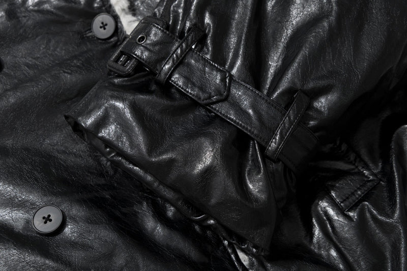 Sherpa Lined Leather Jacket – Black Faux Leather Cropped Bomber with Fleece