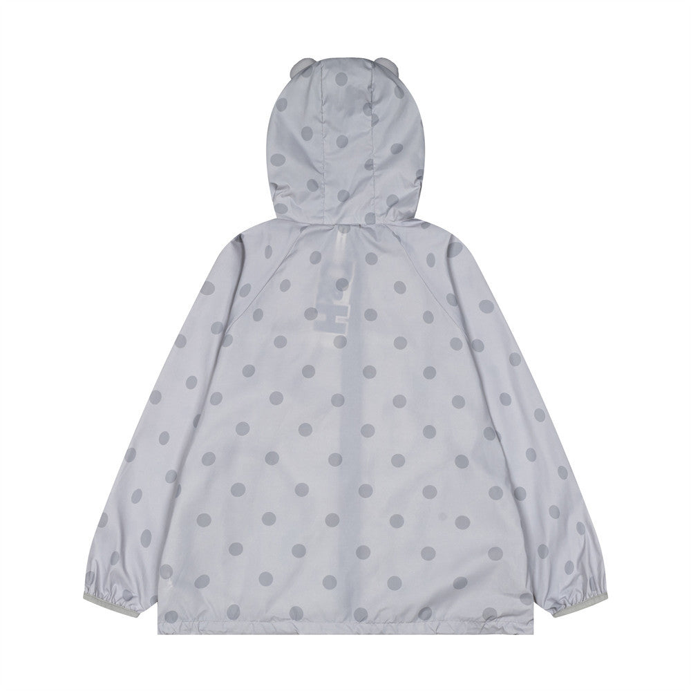 Polka Dot Hooded Windbreaker Jacket – Unisex Oversized Lightweight Outdoor Coat