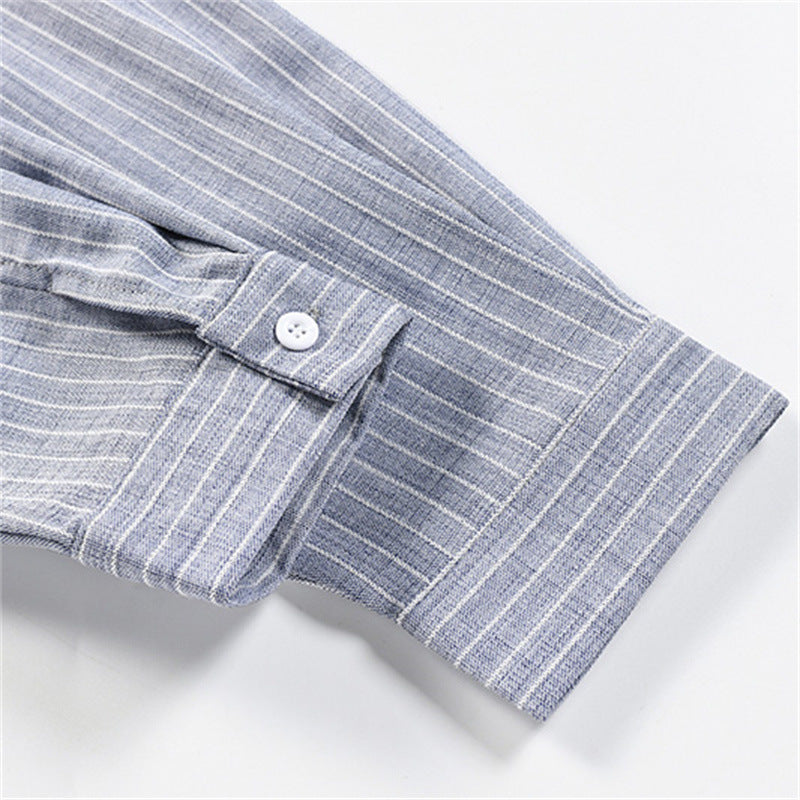 Stripe Long Sleeve Shirt with Rebellious Script Embroidery, Oversized Fit