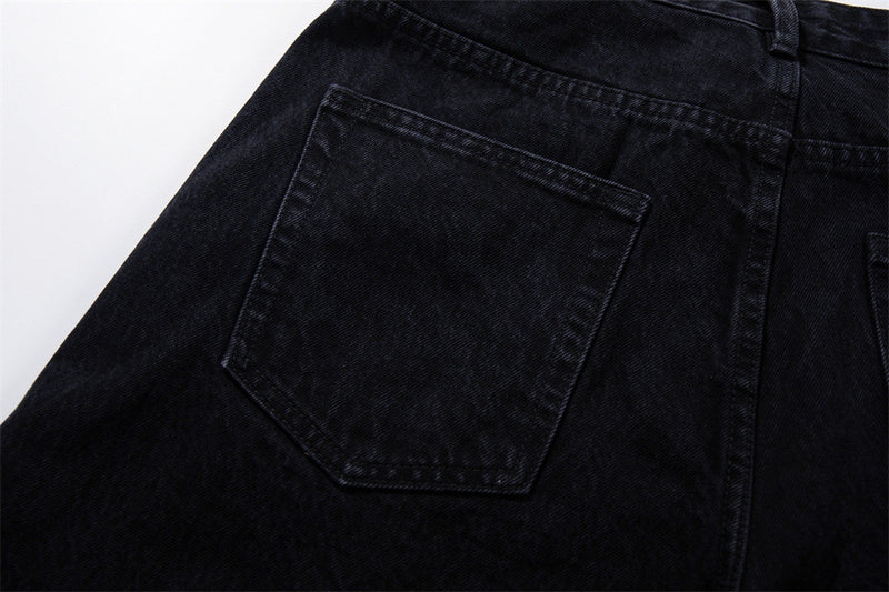 Wide-Leg Patchwork Jeans – Graffiti Print Panels & Studded Detail