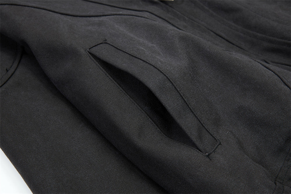 Men's Stand Collar Bomber Jacket with Sculptural Seam Detail