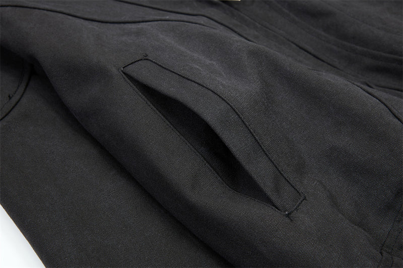 Men's Stand Collar Bomber Jacket with Sculptural Seam Detail