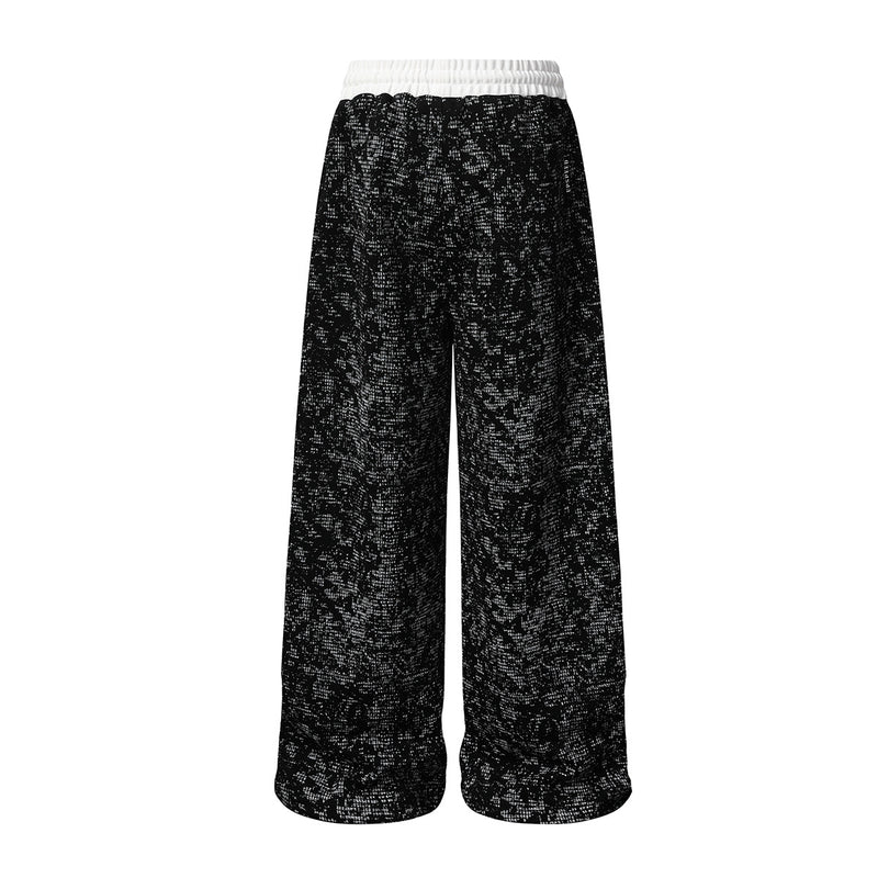 Pantalon de survêtement à jambes larges en maille jacquard délavée streetwear
