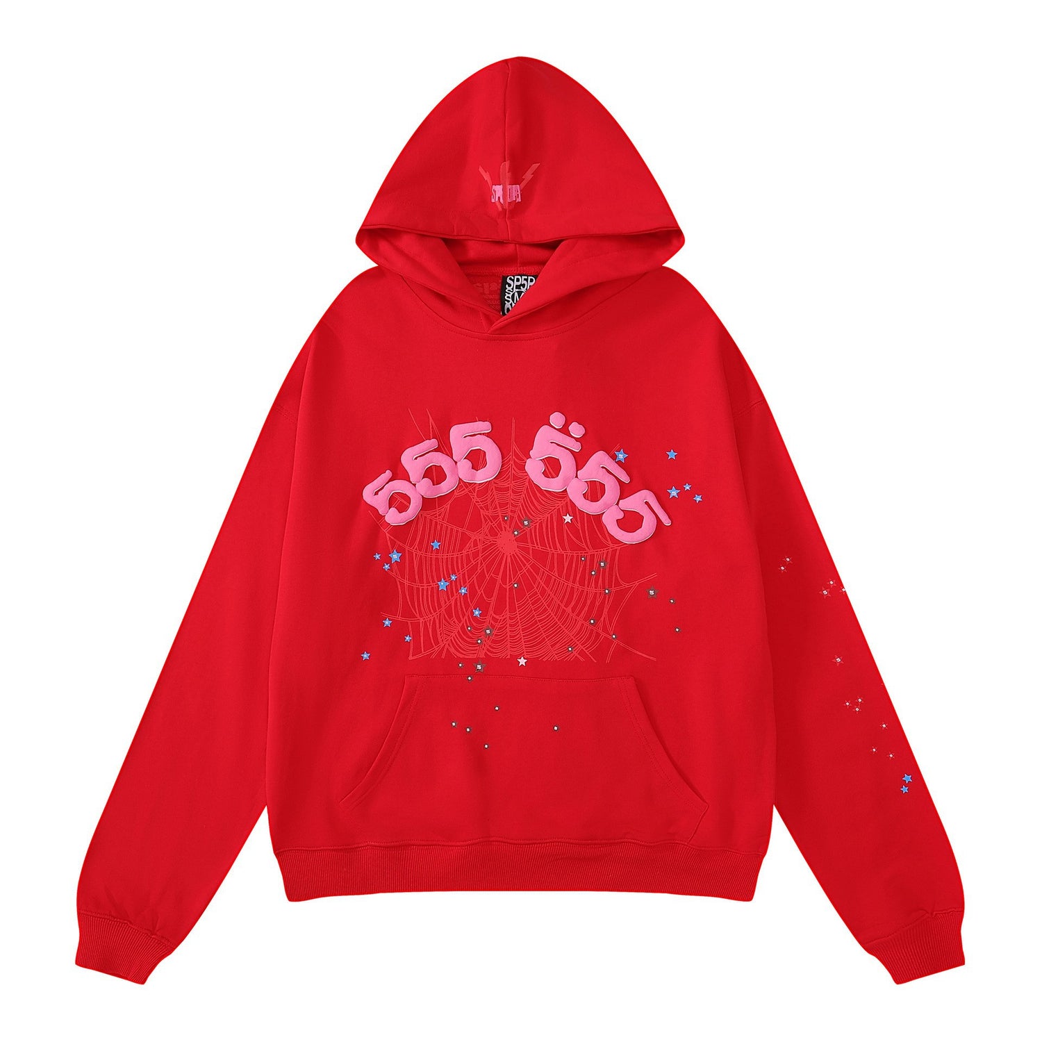 Sp5der “555” Web Hoodie – Red &amp; Pink 440GSM Heavyweight Oversized Streetwear Pullover