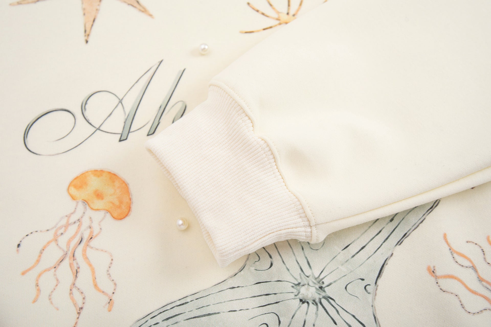 Oversized Hoodie mit Ozean-Seestern- & Muschel-Grafikprint