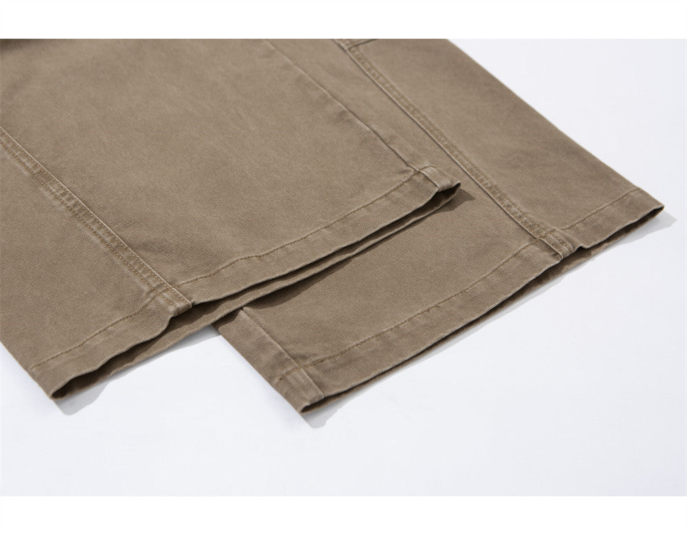 Wide-Leg Cargo Pants – Relaxed Fit Multi-Pocket Straight Trousers