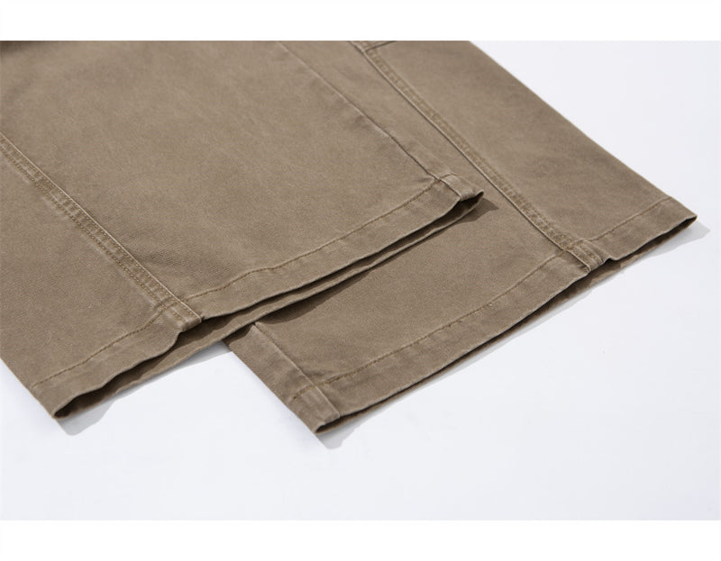 Wide-Leg Cargo Pants – Relaxed Fit Multi-Pocket Straight Trousers