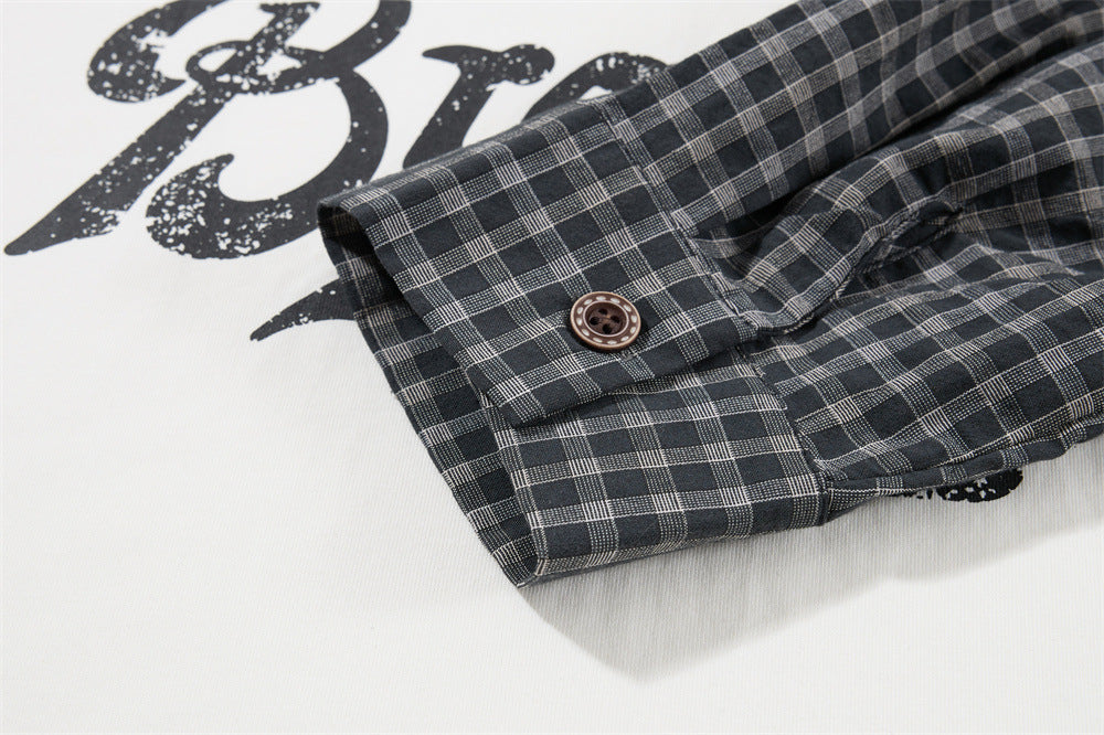 Brooklyn Vintage Layered Polo Shirt with Plaid Sleeves – Relaxed Fit