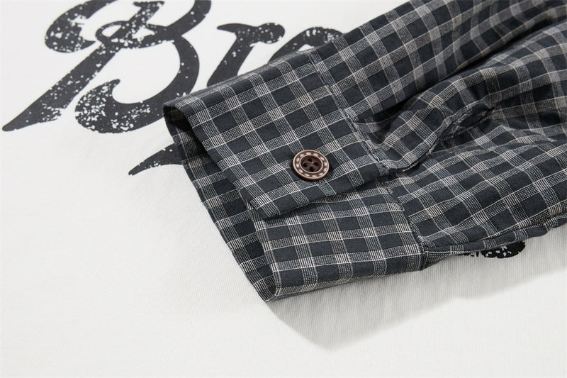 Brooklyn Vintage Layered Polo Shirt with Plaid Sleeves – Relaxed Fit