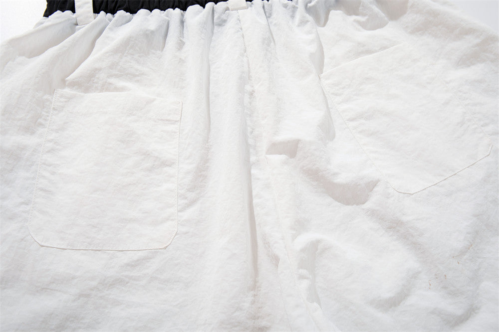 Wide-Leg Parachute Pants with Star Print & Drawstring Hem