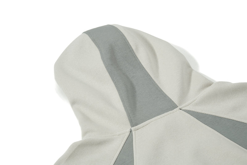 Oversize-Patchwork-Hoodie – grauer, zweifarbiger Streetwear-Pullover