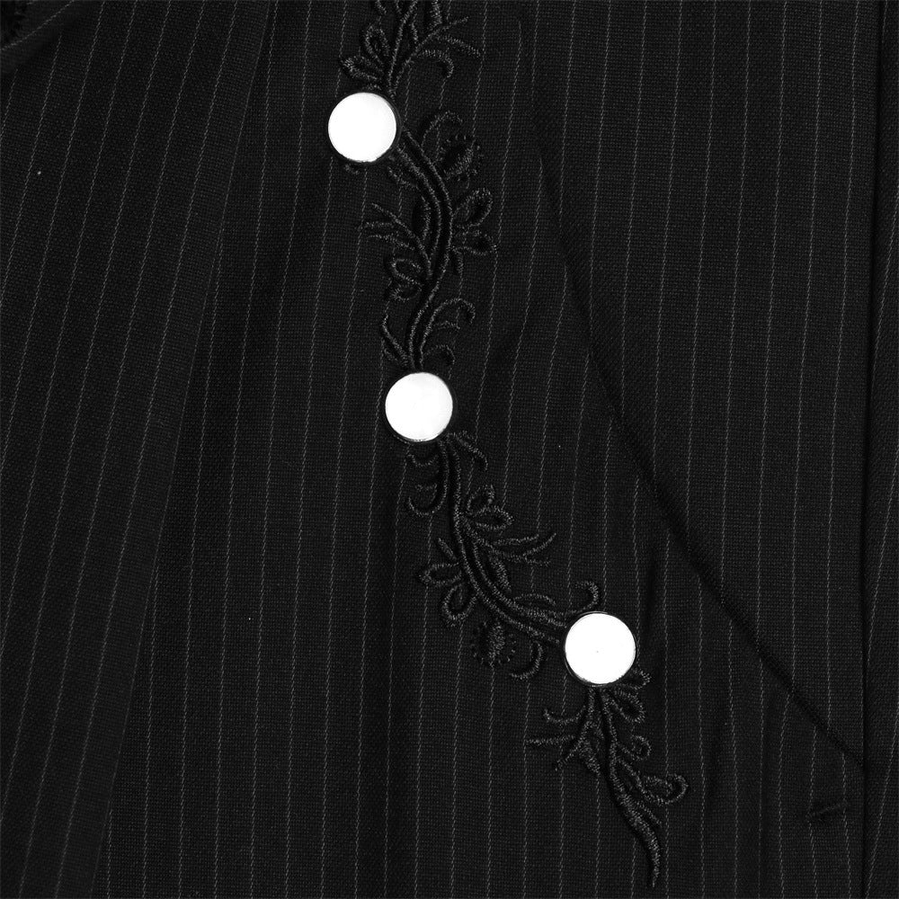 Pantalon ample rayé pour homme avec broderies florales et ceinture