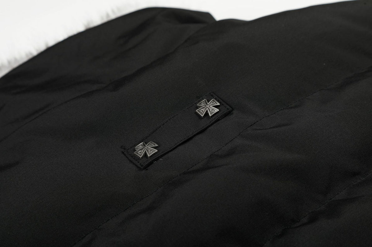 Cropped Puffer Jacket with Hood & Fur Collar – Cross Hardware, American Street