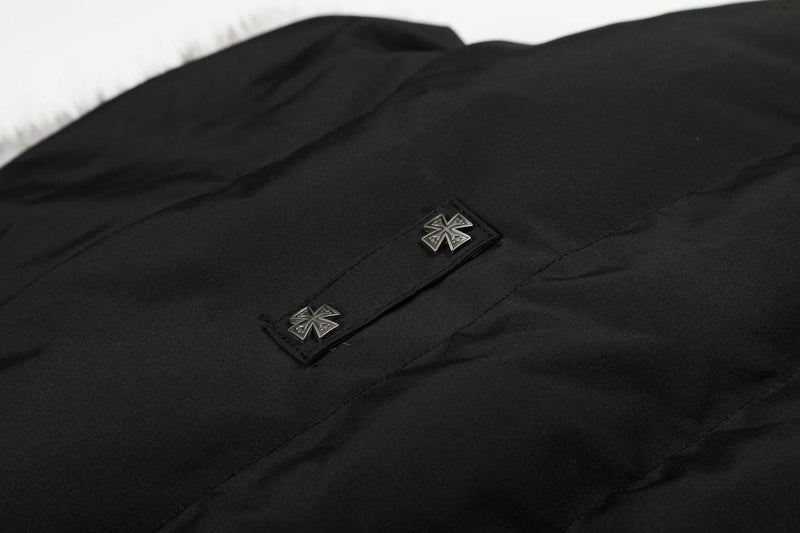 Cropped Puffer Jacket with Hood & Fur Collar – Cross Hardware, American Street